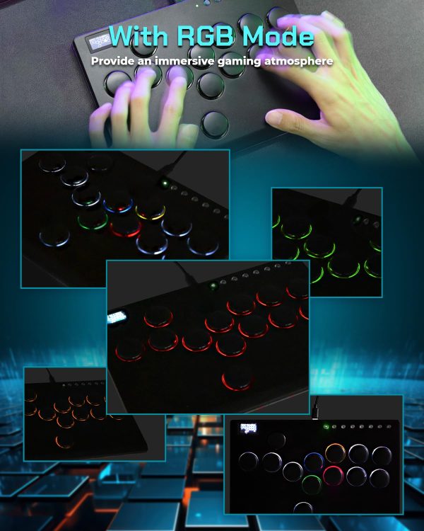 M13 히트박스 올 메탈 아케이드 스틱 13개 키 모두 버튼 컨트롤러 커스텀 RGB 및 터보 기능, PC/Ps3/Ps4/Switch/Steam용 아케이드 파이팅 스틱 - SOCD 지원 (블랙) - 이미지 8